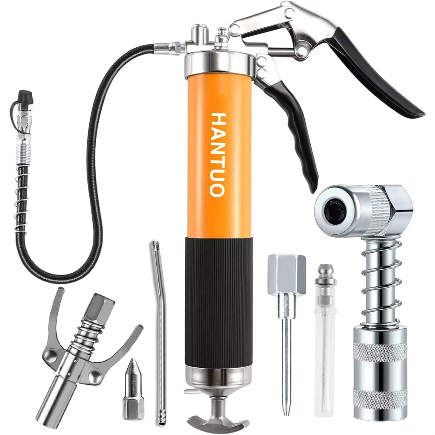 

Grease Gun with Quick Release Coupler, 8000 PSI Heavy Duty Pistol Grip Grease Gun Kit 14 OZ Capacity for Trucks & Farm Equipment