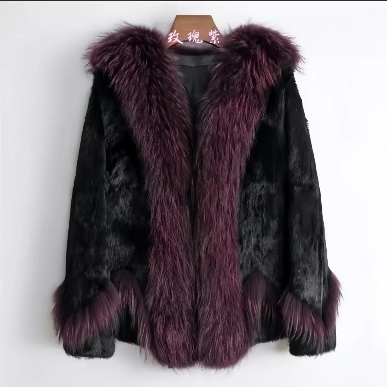 Cappotto in vera pelliccia di coniglio Rex donna autunno inverno giacca corta spessa calda nuovo collo in pelliccia di cane procione elegante tuta sportiva calda femminile