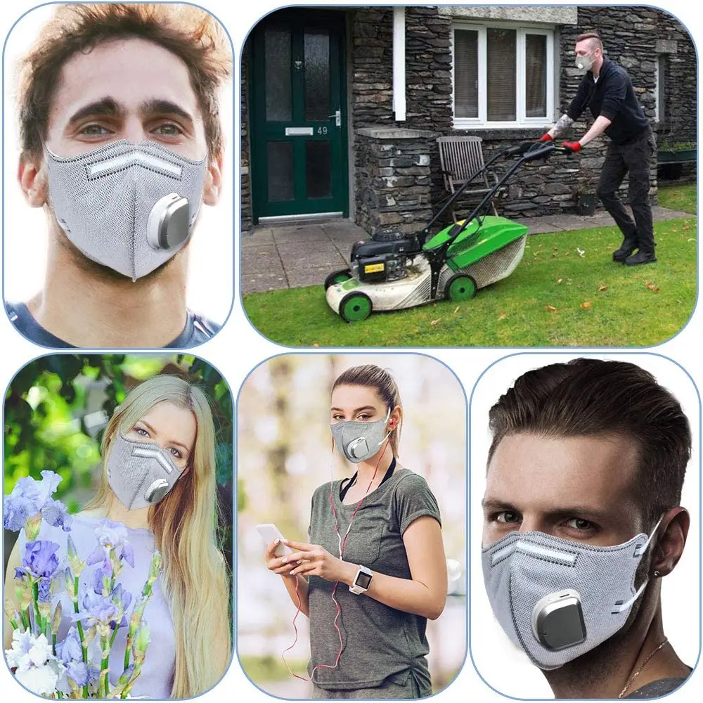BUENO ventilador facial eléctrico para purificación de aire, mini ventilador deportivo con batería para jardinería, polvo resistente al aire libre, PM2.5, humo
