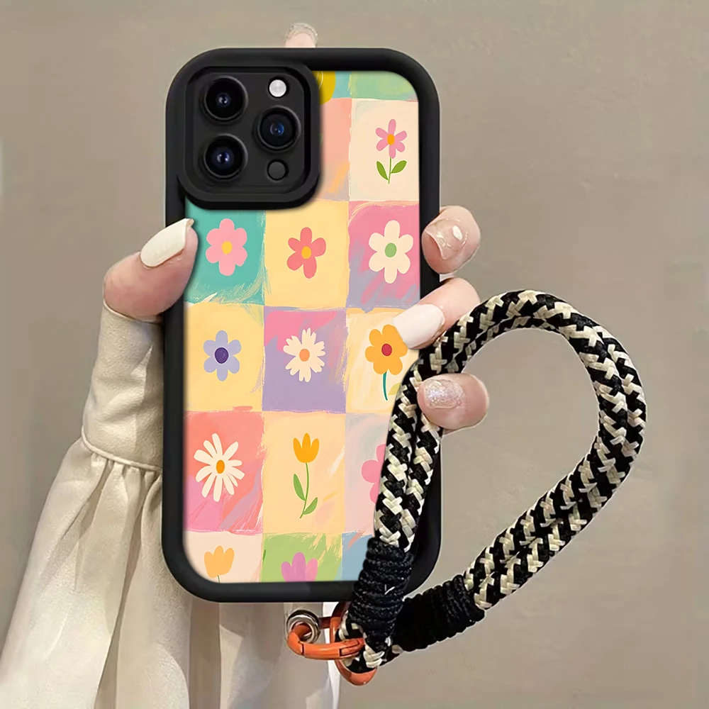 Karierte Gänseblümchen-Riemen-Handyhülle für Samsung Galaxy Note 20 Ultra S24 S25 S26 Plus S24 S23 S22 FE S23 S24 S25 Ultra Cover – Detail 3