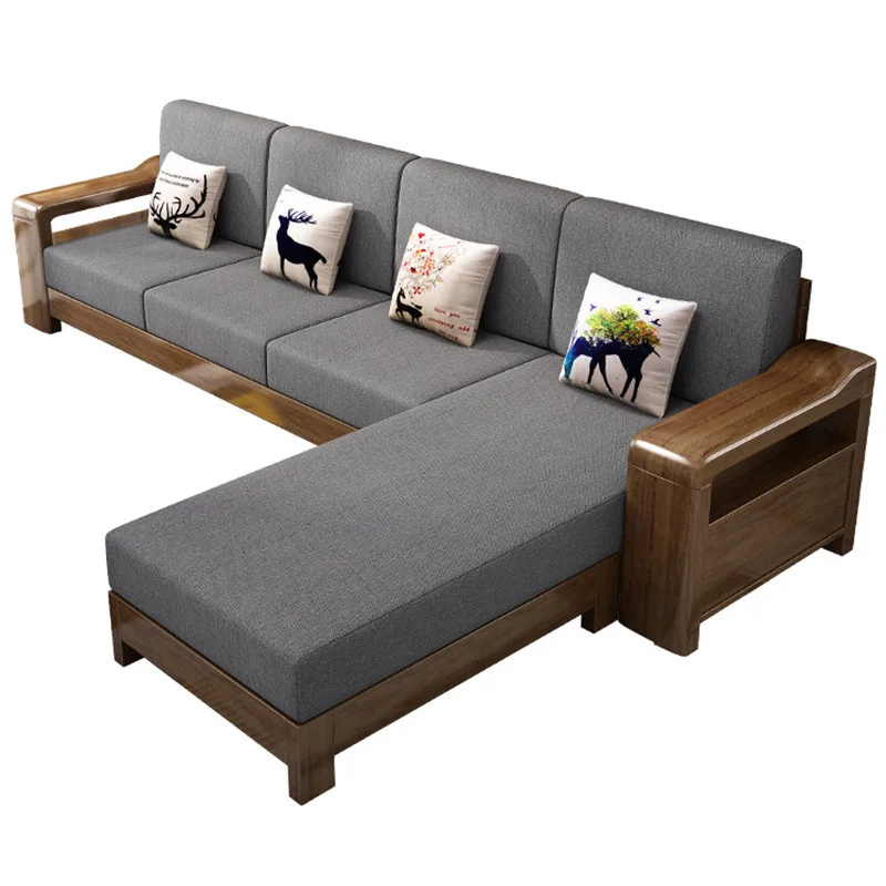 

Modern Chinese walnut solid wood sofa simple corner princess sofa combination