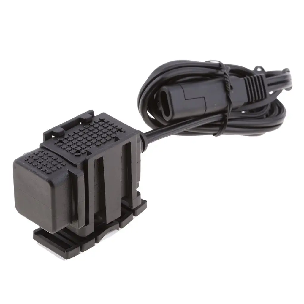 SAE to USB Adapter Dual Port Charger Socket Quick Install Power Cable for Motorcycle GPS Tablet