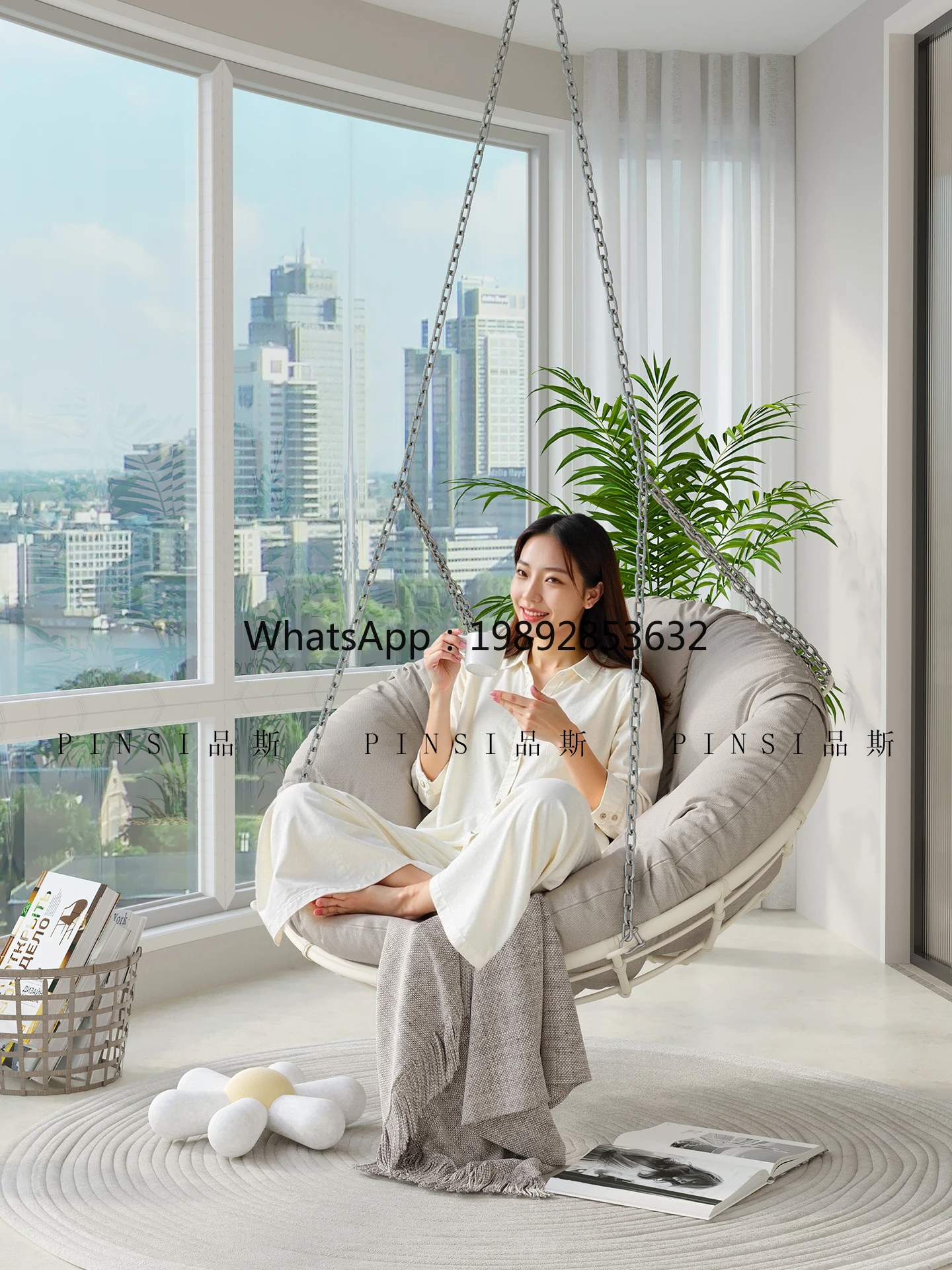 LYY Balcony Swing Hanging Chair Hanging Basket Home Room Adult Lazy Rocking Chair  Celebrity Indoor  Single Chair Hanging Orchid