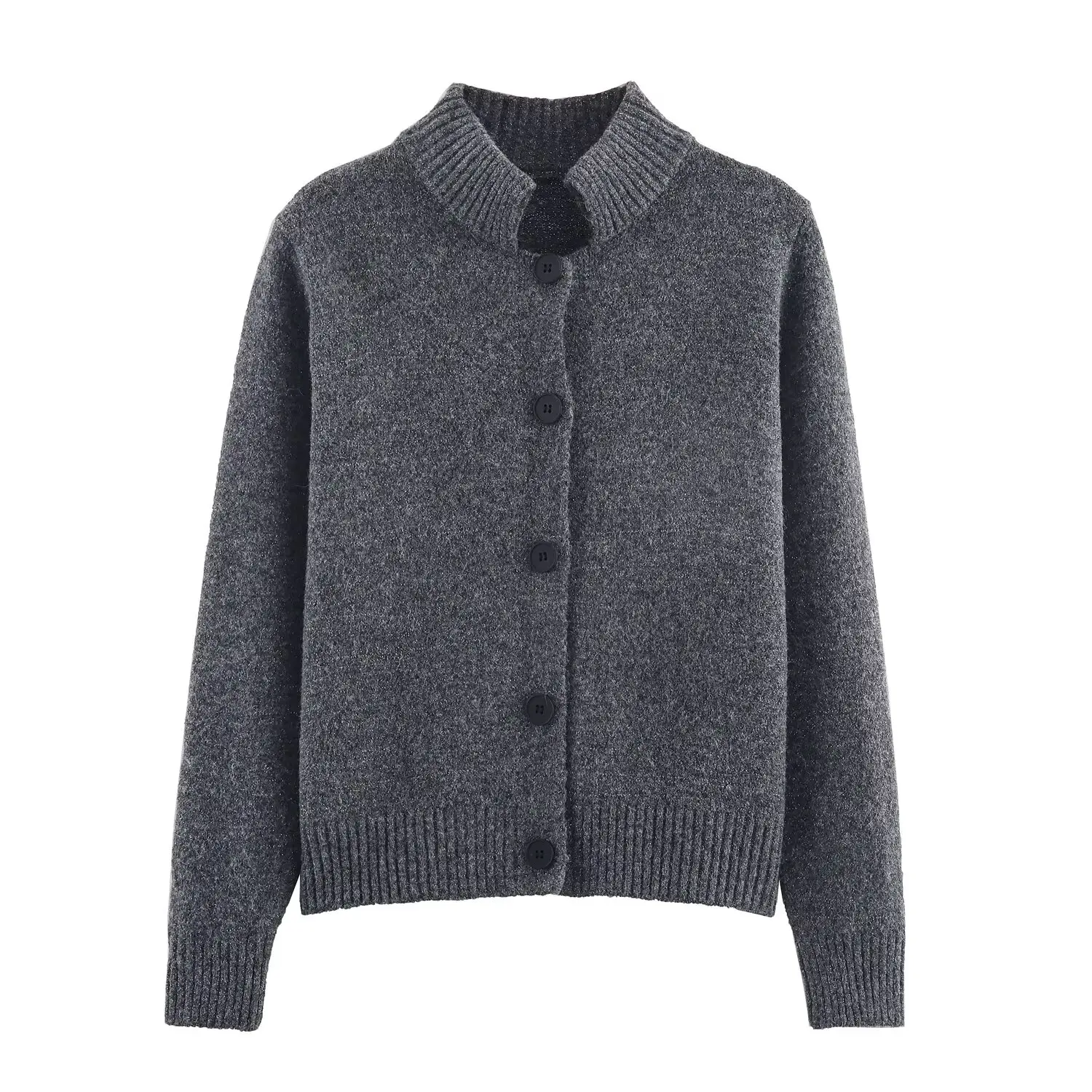 

DiYiG WOMAN 2025 winter new fashion stand collar knitted cardigan retro long sleeve all-match button sweater coat Mujer