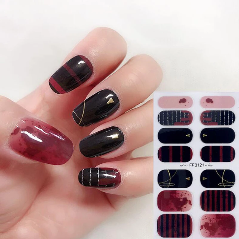 Envolturas de uñas de salón para mujer, pegatina de Halloween DIY, calcomanías de cubierta completa, decoraciones de esmalte de manicura, prensa en uñas