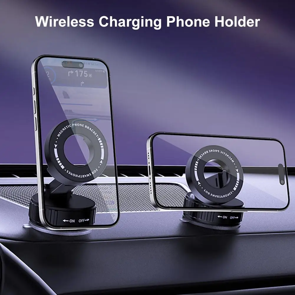 

Вакуумная присоска, магнитная автомобильная беспроводная зарядка, держатель для телефона, складная нескользящая вращающаяся универсальная подставка для смартфонов