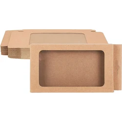 20 Pack Kraft Paper Boxes with Clear Window 7x3.5x0.6