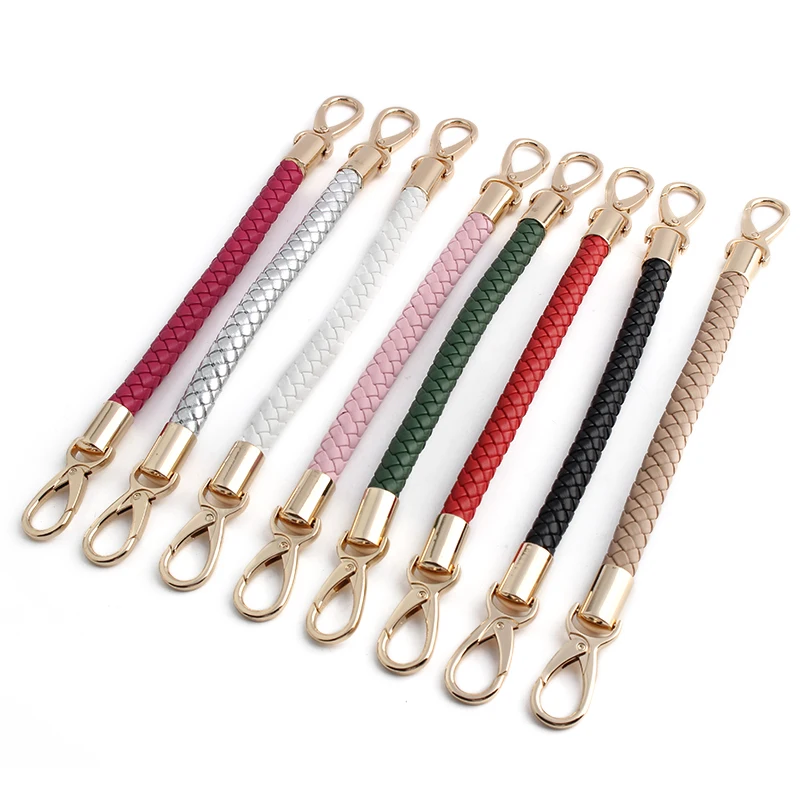 PU Microfiber 30/45/60cm Braided Rope Handles for Handbag Shoulder Bag Strap Handmade Bag DIY Accessories Gold Metal Hook Buckle