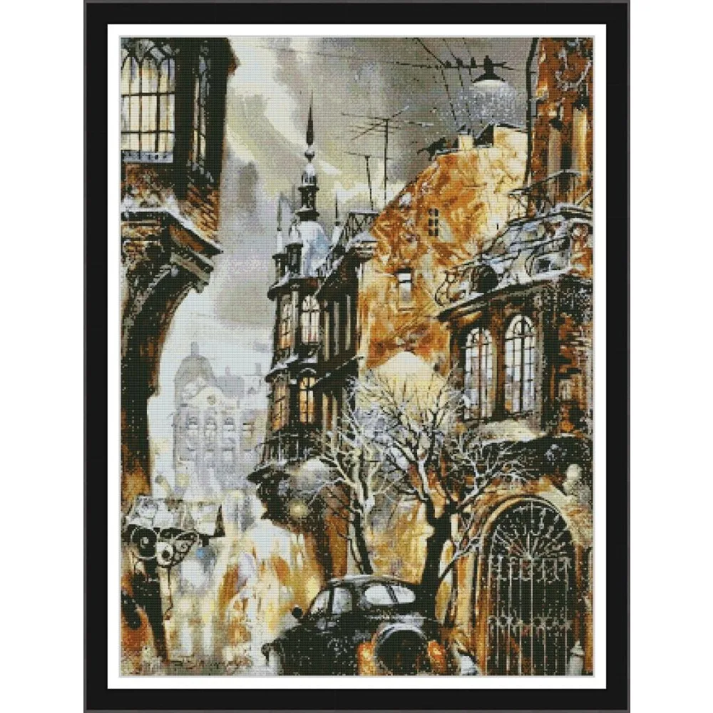 

Soulgift News Набор для вышивки крестом с предварительной печатью, штампованная ткань Аида с нитками DMC, набор для вышивания - уголок города