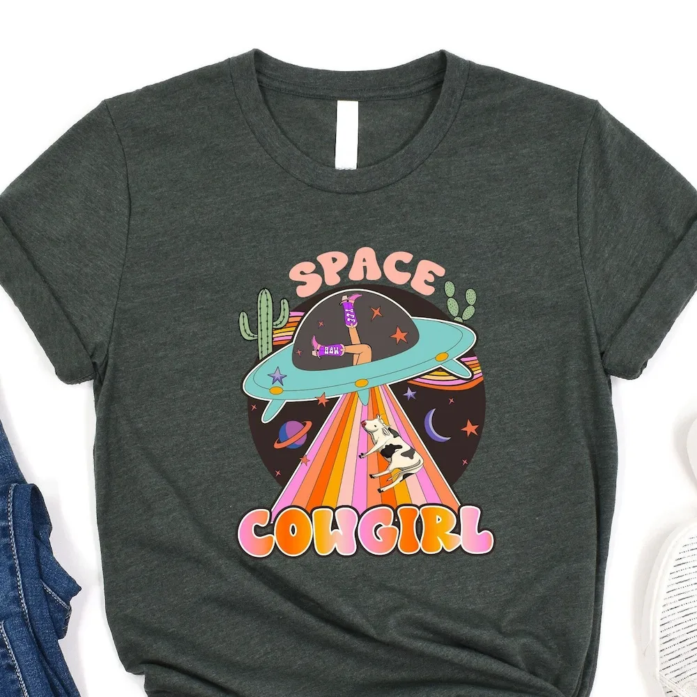 Space Cowgirl T Shirt Funny Lover Girl Cute Western Women