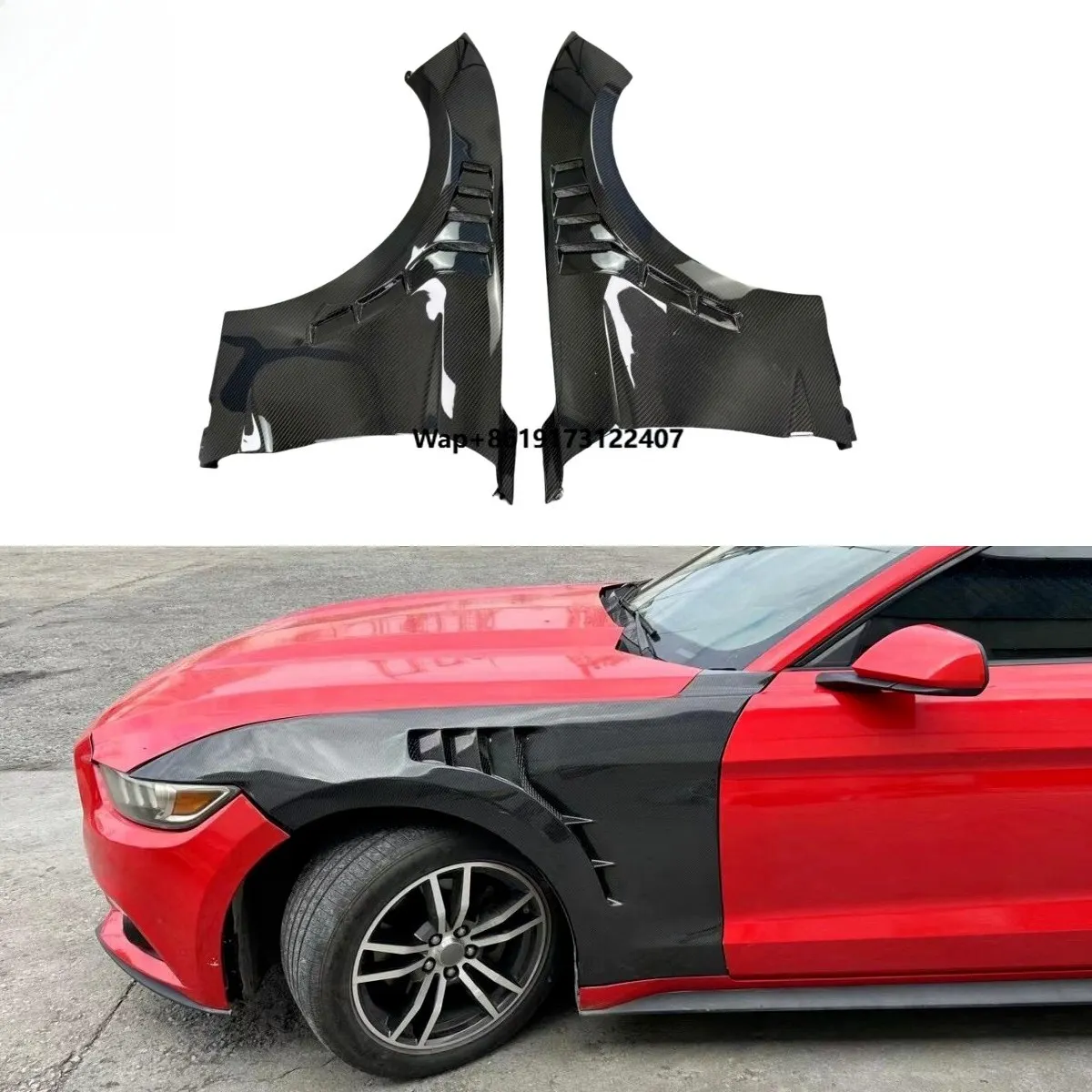 

Carbon Fiber Front Bumper Side Fender Carbon Black Protection & Decoration for Mustang 2015-2023 Retrofit/Upgrade Bodykit