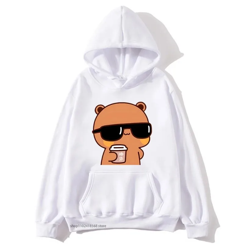 Couple Hoodies Bubu Is Watching Movie With Dudu Plus Size Sweatshirt Cartoon Kawaii Print Pullover Harajuku Men Women Sudaderas