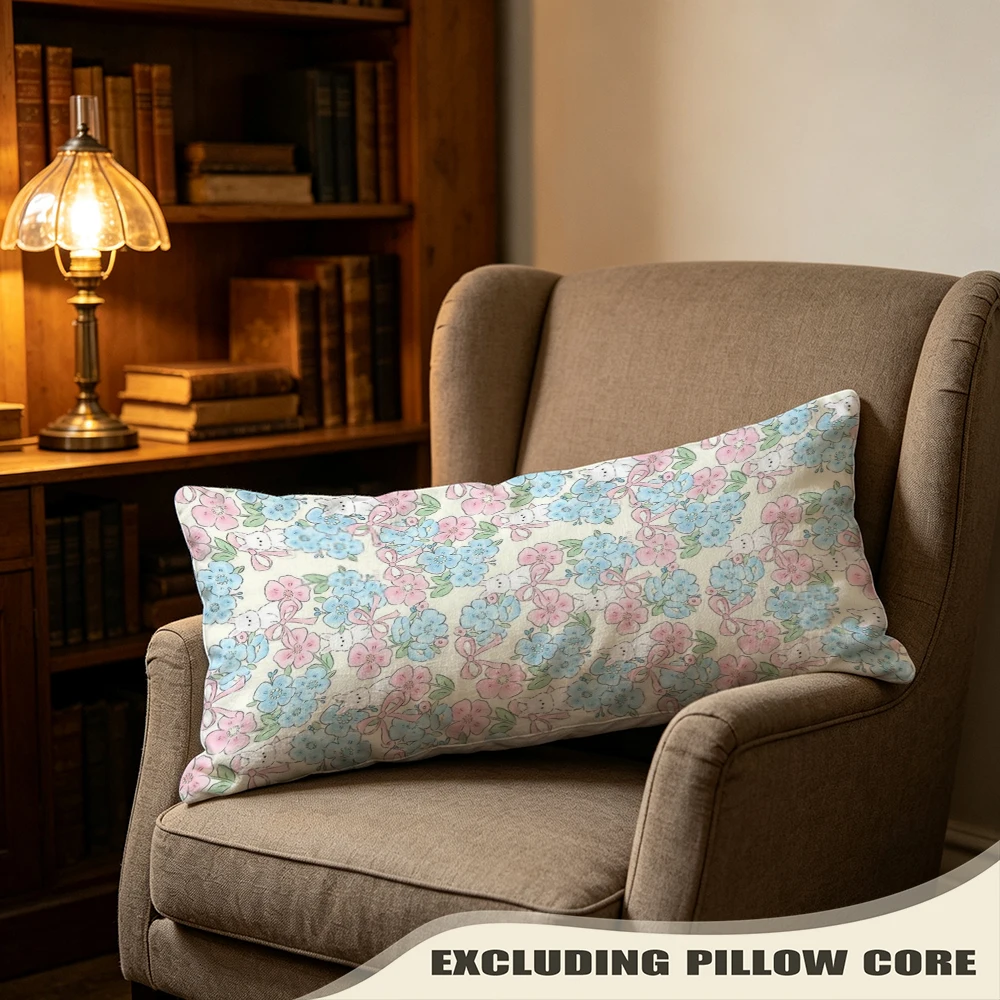 Pastel Multi Watercolor Mix Print Long Pillow Cover, Watercolor Style, Entryway Decorative, Polyester, Photo Prop, Velvety Touch