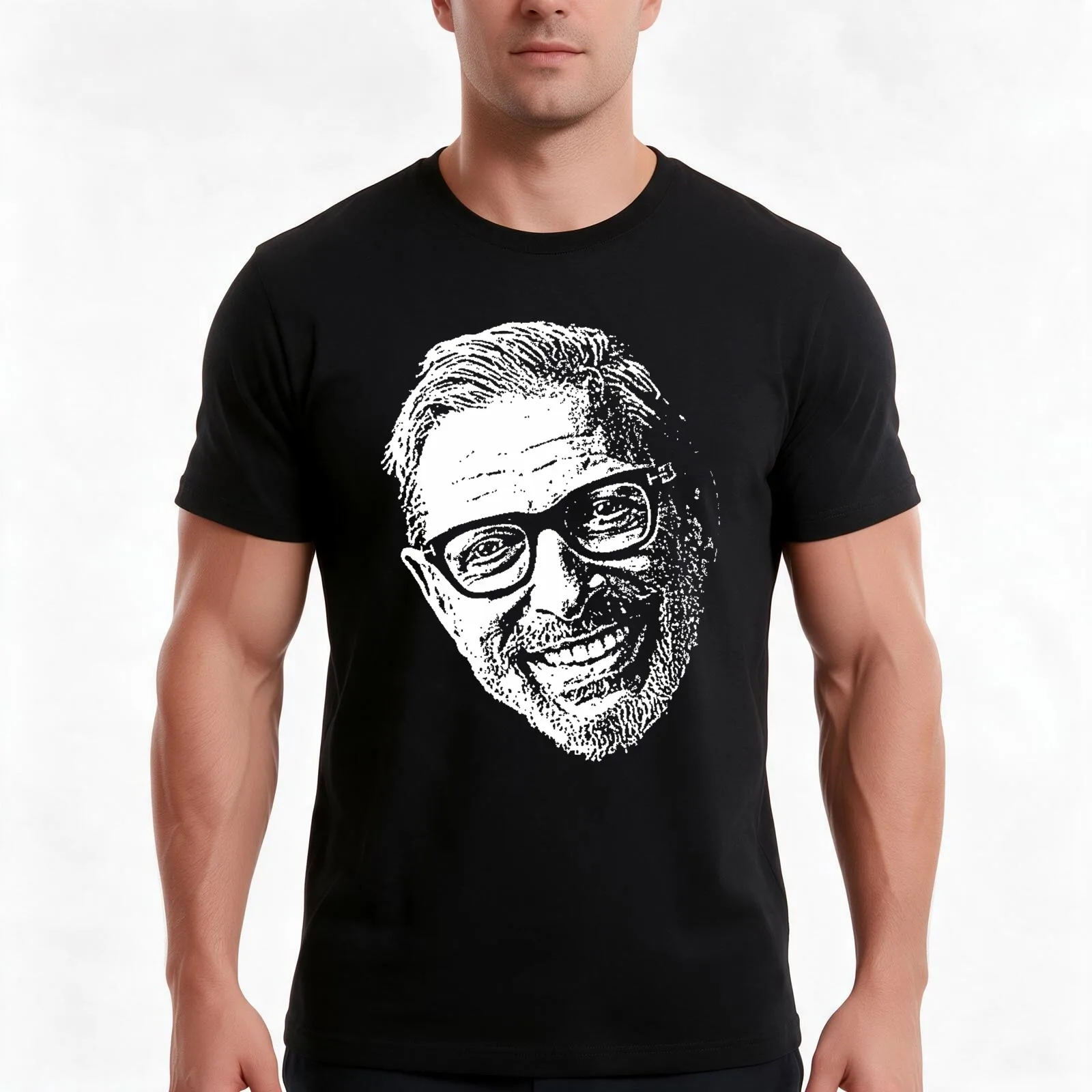 Jeff Goldblum T-Shirt, Summer Casual Cotton Tee, Oversized Streetwear Tops, Vintage Graphic Print, Loose Fit Short Sleeve