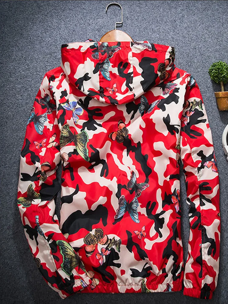 2024 High Quality woman jacket Windbreaker plumifero mujer Spring Summer Camo Thin Female Camouflage Butterfly Coats Hooded