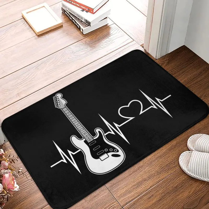 Custom Rock Guitar Heartbeat Doormat Anti-Slip Entrance Bath Kitchen Door Floor Mat Music Singer Bedroom Balcony Carpet Rug