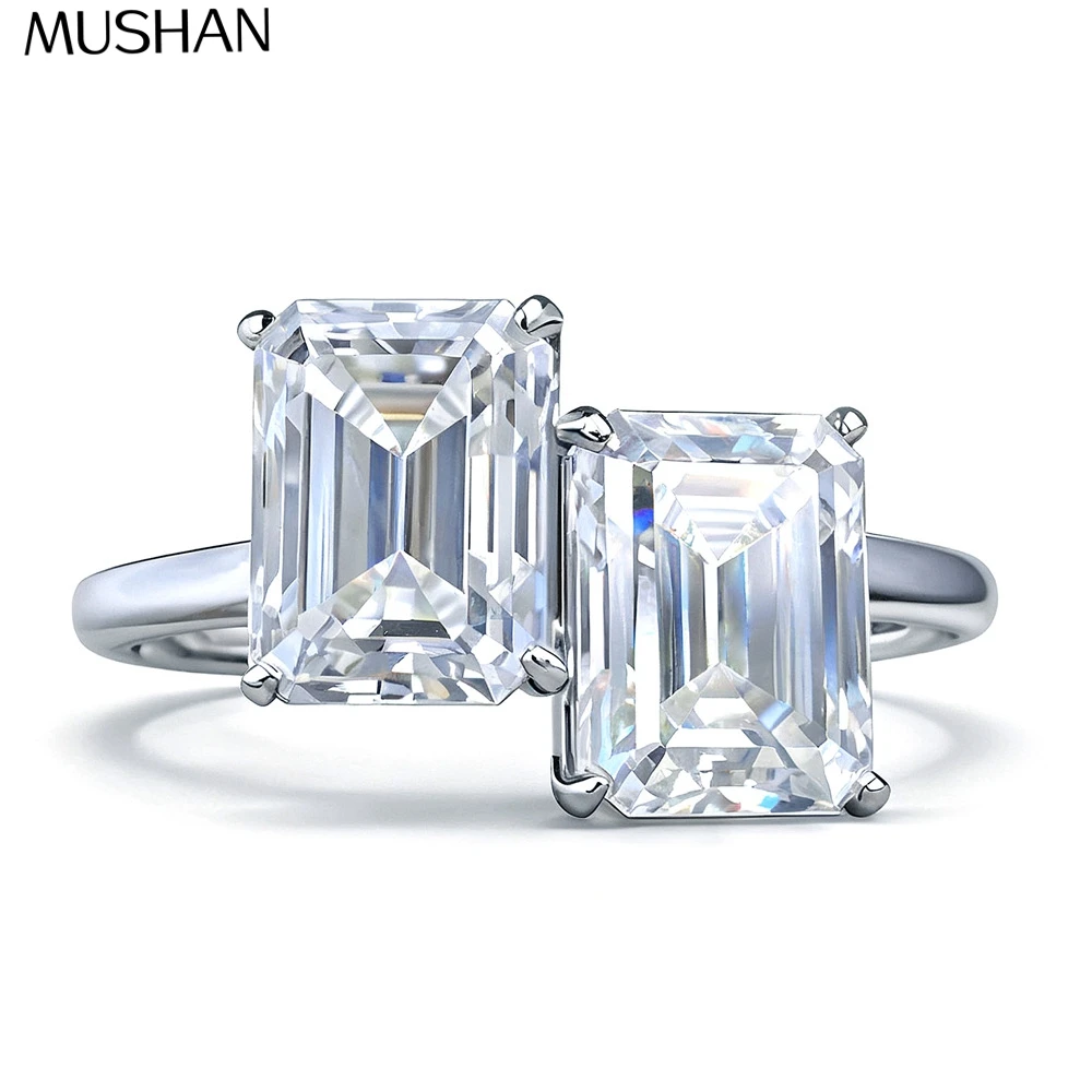 

MuShan Brand Jewelry 925 Sterling Silver Ring VVS Moissanite Handmade Ring for Partner 18K Real Gold Plated MST Patent Jewellery