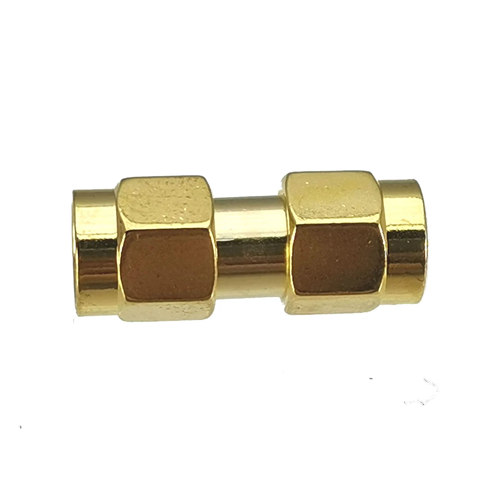 1PC SMA Male Plug to SMA Male Plug Adapter Gold Plated RF Coaxial Converter Connector Straight New Brass