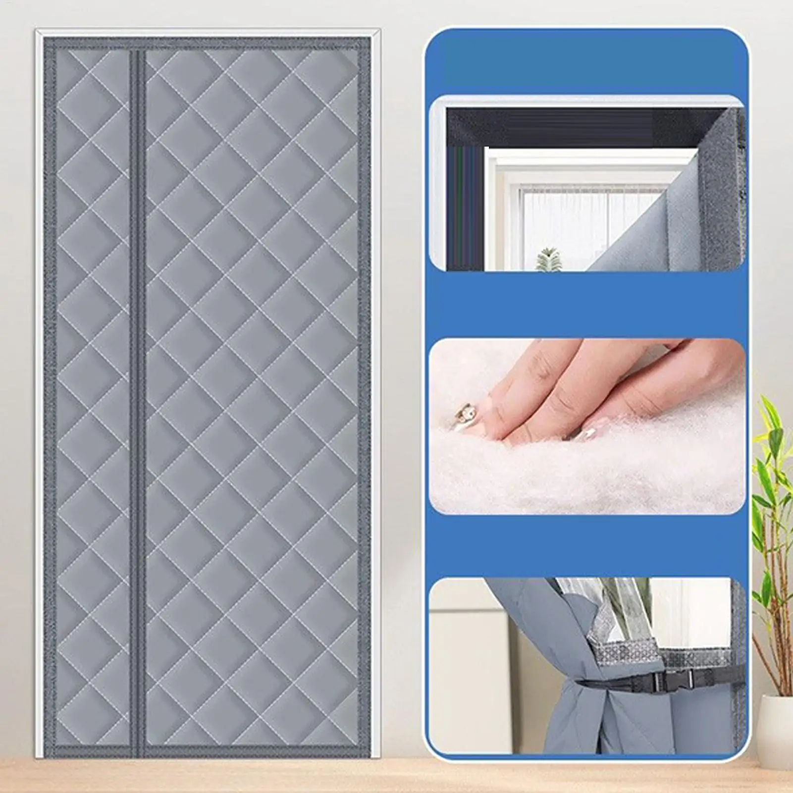 Cubierta de puerta térmica para invierno, pantalla de cierre magnético, cubierta aislante a prueba de viento para dormitorio, entrada, garaje, Patio, sótano