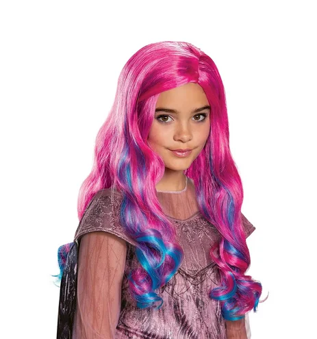 Descendants 3 Girls Polypropylene Wig Standard pink Child Synthetic Hair Wigs for Party Costume