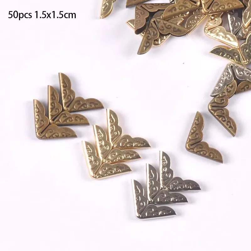 50pcs 골동품 금속 책 스크랩북 액세서리에 대 한 코너 프로텍터 앨범 코너 메뉴 폴더 상자 DIY 공예 장식 c3055