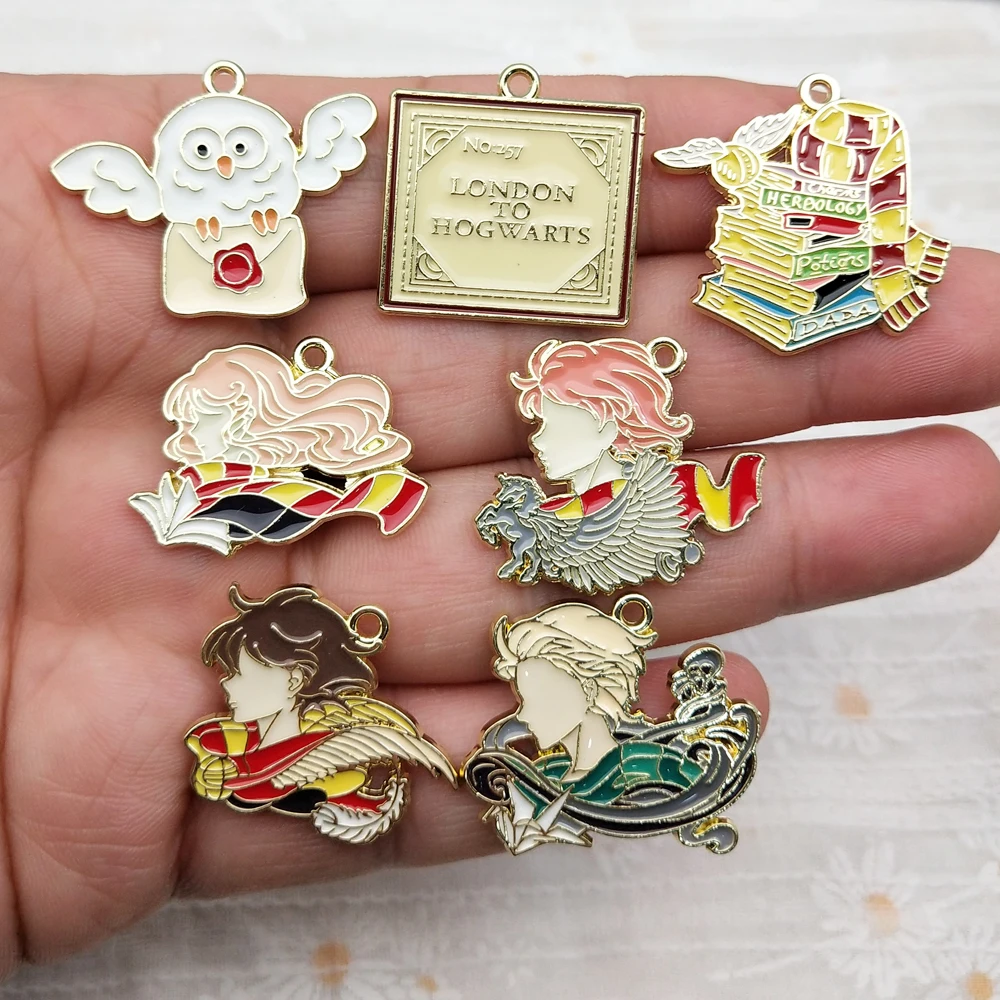 10pcs Anime Cartoon Charm for Jewelry Making Enamel Necklace Phone Keychain Pendant Diy Accessories Alloy Metal Gold Plated