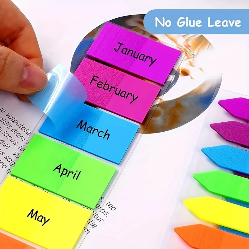 1020매 다채로운 스티커 메모 세트 - 투명 PET 방수 색인 탭, 접착 페이지 마커, 재사용 가능한 플래그