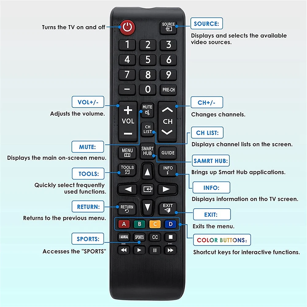 Control remoto ABS de alta calidad AA59-00786A para televisores inteligentes SAMSUNG Lg HD LCD, control remoto universal para TV, compatible con otras marcas, reemplazo de control remoto para LCD.