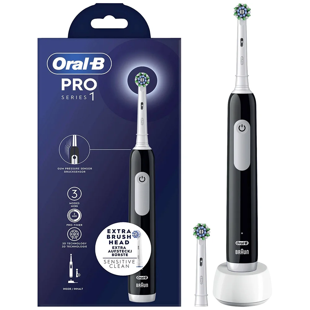 ELECTRIC TOOTH BRUSH ORAL-B PRO 1 SERIES BLACK 3 TIMER MODES