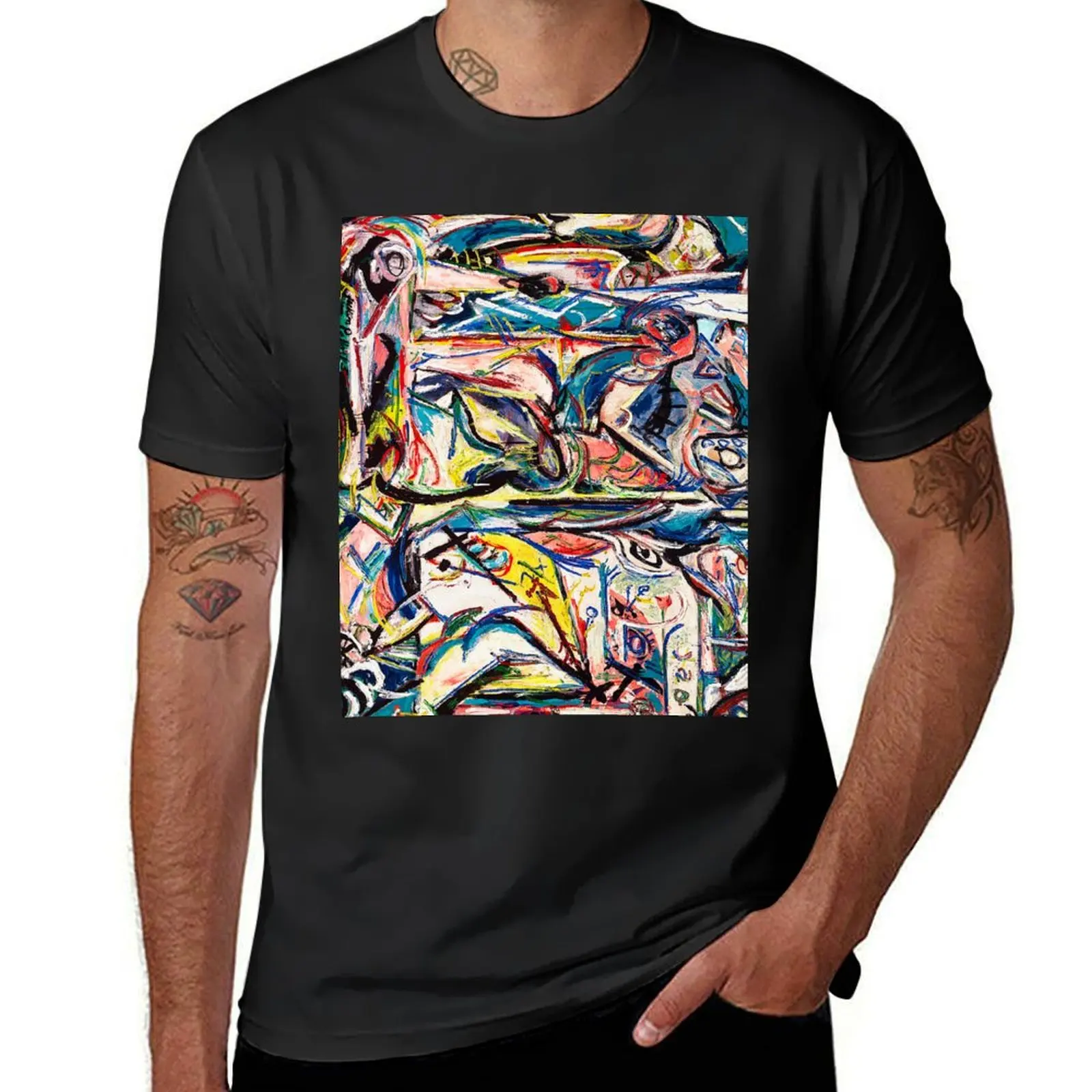 Abstract Jackson Pollock T-Shirt Short sleeve tee kawaii clothes t shirt men