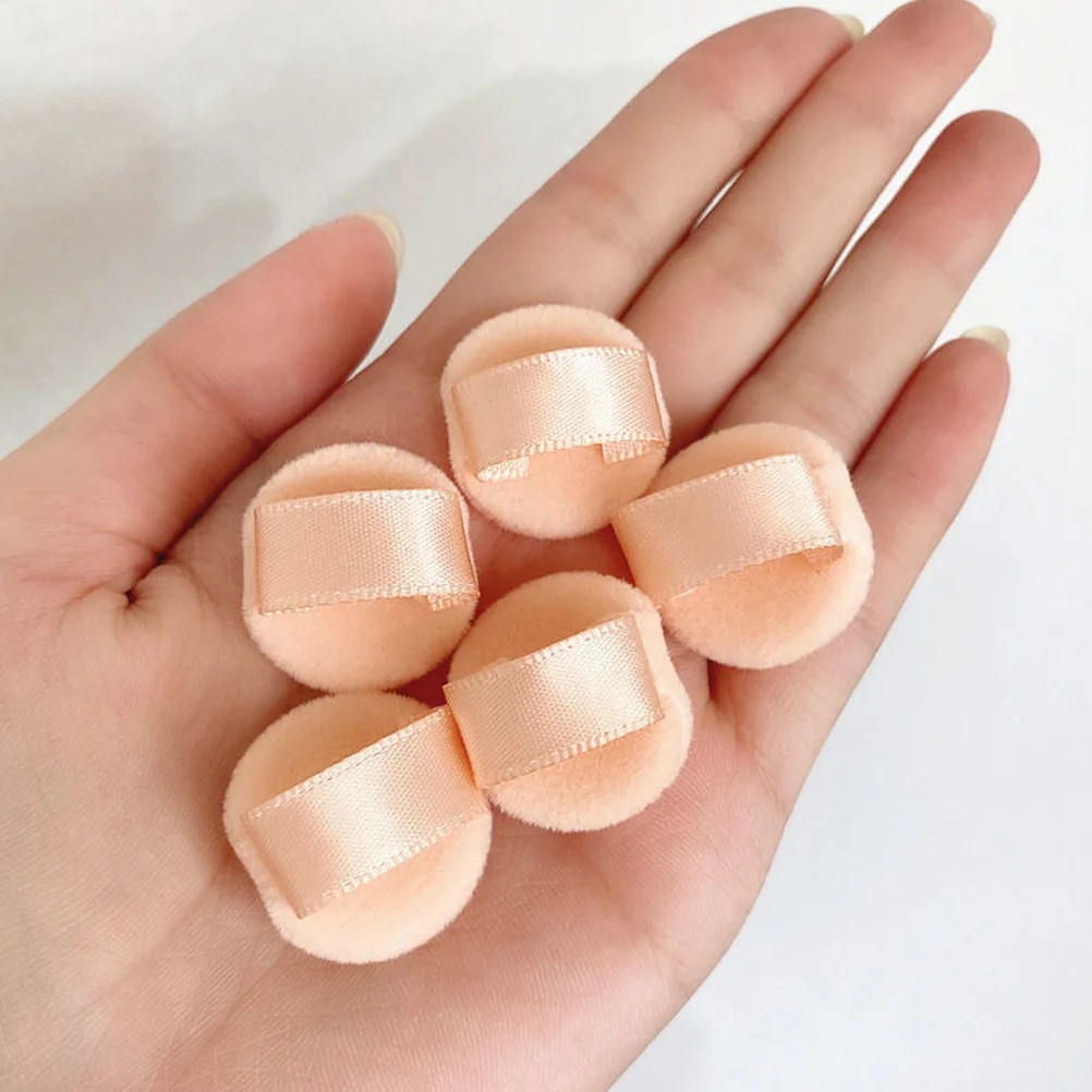 5Pcs Mini Powder Makeup Powder Soft Flocking Puff for Under Eye Nose Cheek Convenient Portable