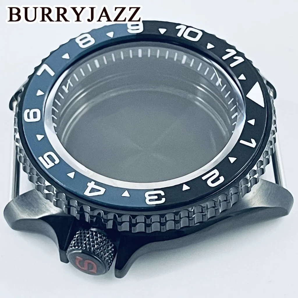 BURRYJAZZ 42 مللي متر تحسين SKX007 حافظة ساعة من الفولاذ المقاوم للصدأ مقاوم للماء الياقوت كريستال صالح NH35NH36/4R/7S حركة 28.5 مللي متر الطلب