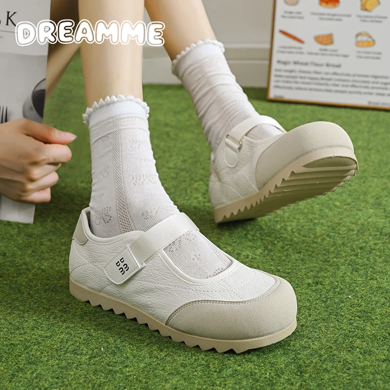 Korean Style Round Toe Patchwork Mary Jane Doll Head Single Shoes Women's Spring Summer Autumn Winter Low Heel Flat Shoes