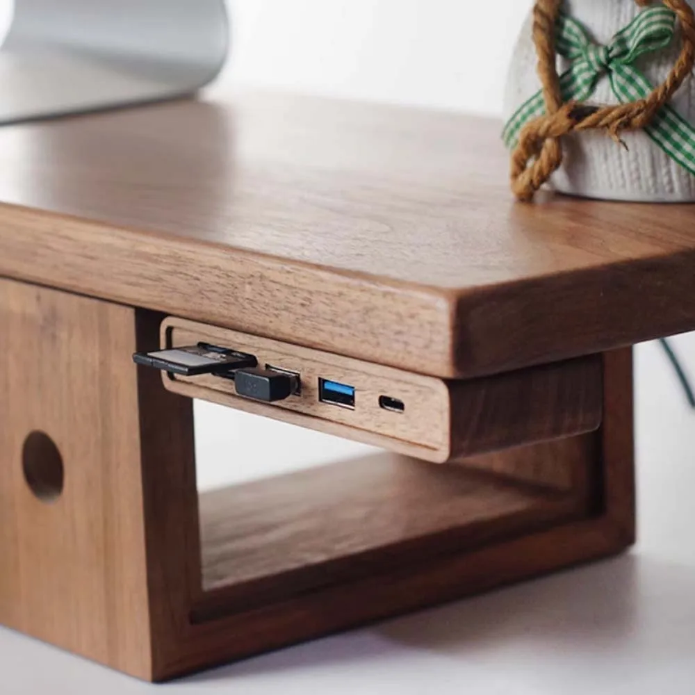 Expansor de hub de madeira de nogueira sólida divisor usb multi-interface computador desktop para ser hub limpo