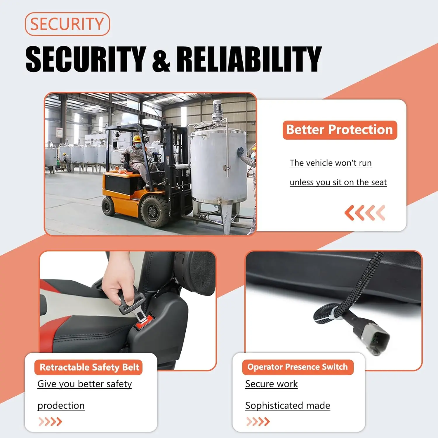 Heavy Duty Tractor Seat with Adjustable Backrest Armrests and Shock Absorber for Forklift Mower Excavator Harvester