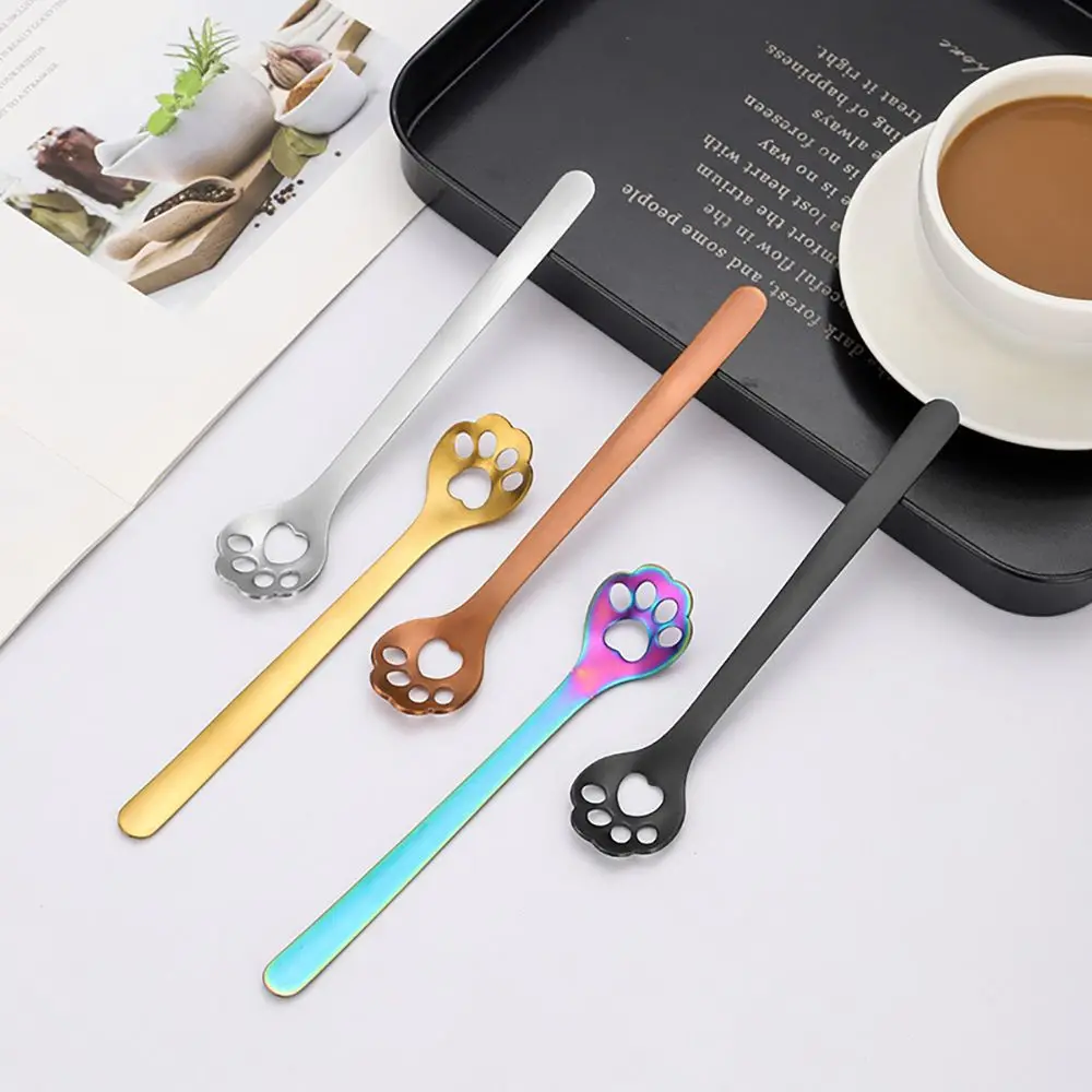 Creative Cartoon Cat Claw Coffee Stirring Spoons Hollow Dog Paw Spoon Kitchen Tableware Ice Cream Dessert Tea Accessories Gift