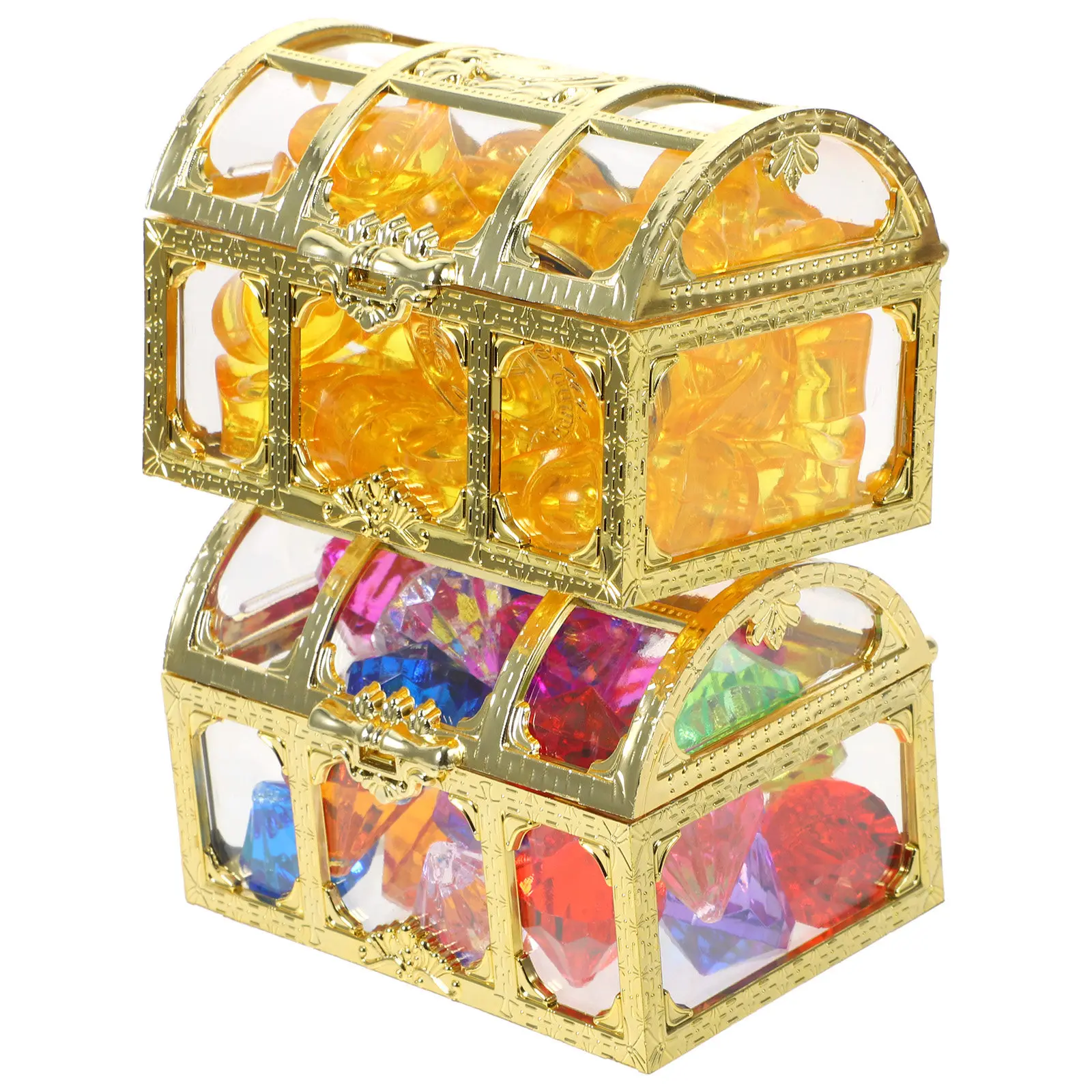 

1Set Colorful Acrylic Diving Gems Treasure Chest Set for Kids Pool Bath Beach Birthday Parties Pirate Mermaid Theme Role Play