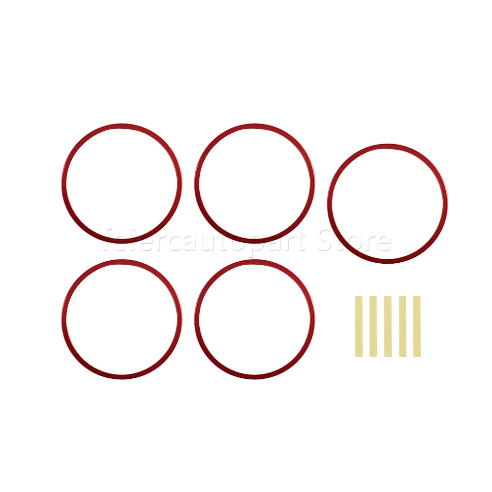 5 PCS Red Air Vent Rings Front Vent Grille Outlet Decoration for Audi TT TTS TTRS MK2 8J 2006-2014 A/C Car Accessories