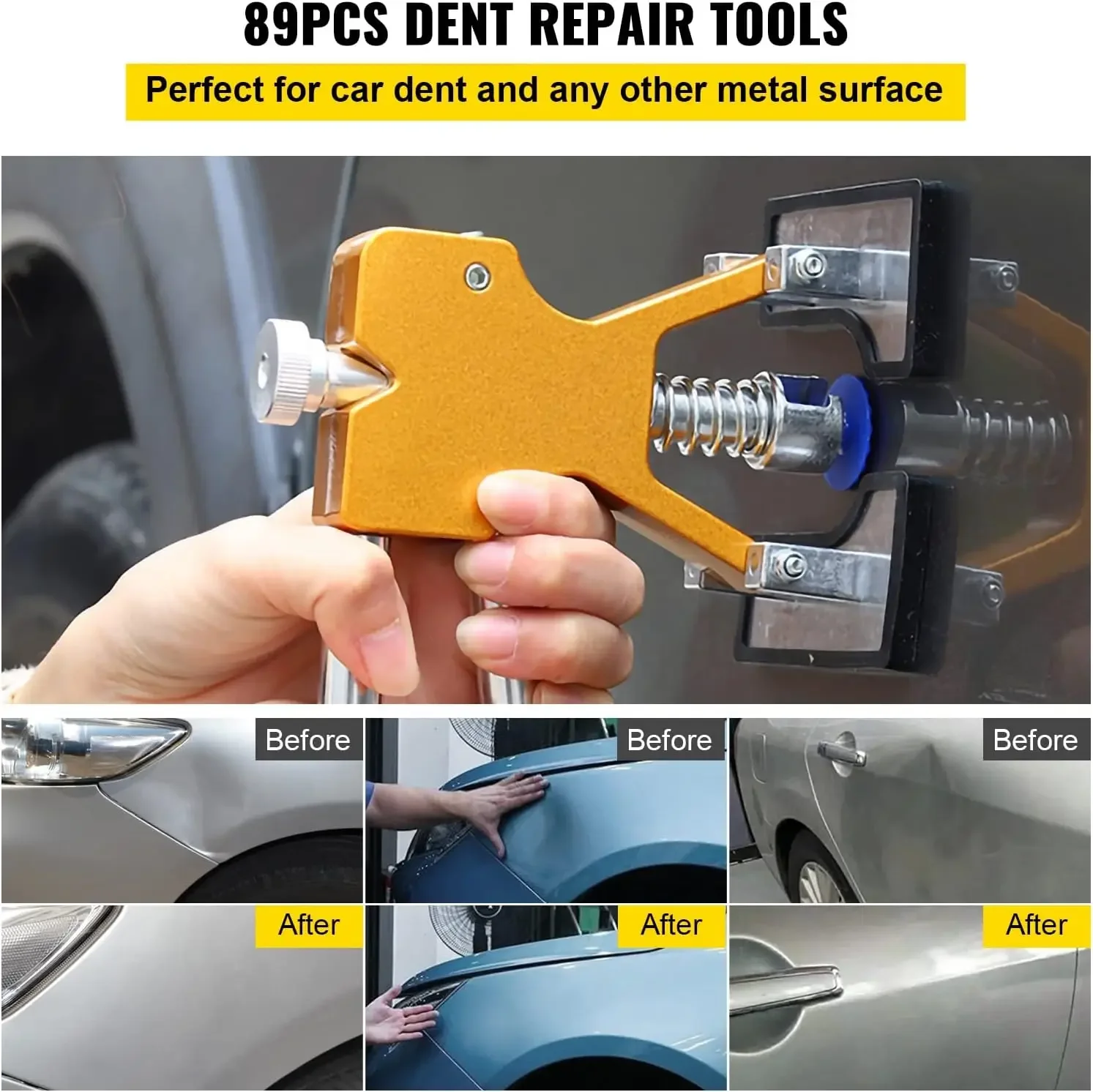 Dent Removal Tool, 89 Pcs Paintless Dent Repair Tools, Led Baffle Board Car Dent Repair Kit, Glue Puller Tabs Dent Puller Kit