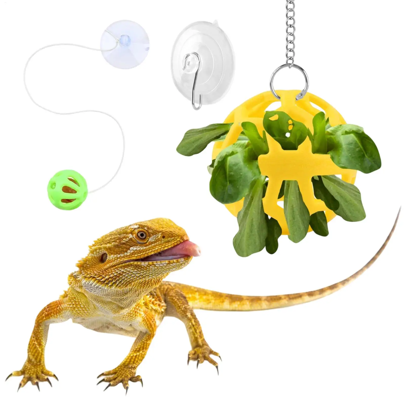 Suction Cup Gecko Bell Ball Bearded Dragon Toys Interactive Lizard Feed Ball for Keepers Pet Parents Animal Lovers Terrarium