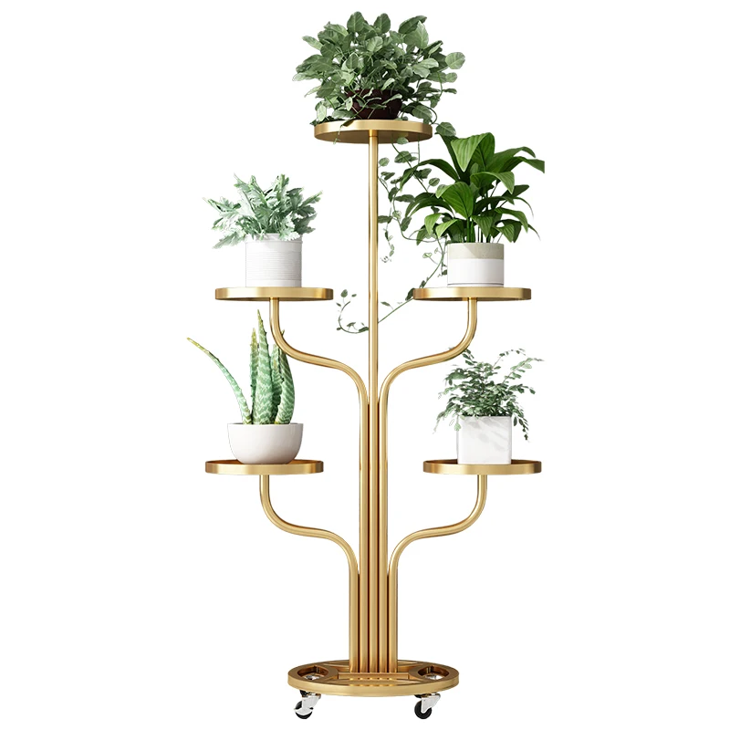 rm-Multi-Tier Iron Flower Stand Creative Floor Plant Holder   Organizer Rustic Chic Planter Display Rack Sturdy Greenery Shelf-