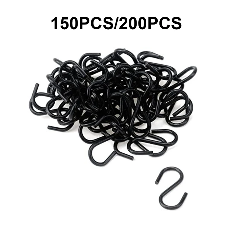 

150/200pcs Black S Hook Small Ornament Hook Christmas Ornament Hangers Jewelry Hook for Hanging Plant Enduring