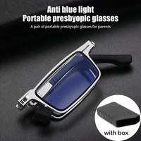 Anti-Blue Light Blocking Folding Reading Glasses Comfortable Full-Frame Metal Eyewear Men And Women Hd Ultra Light Portable