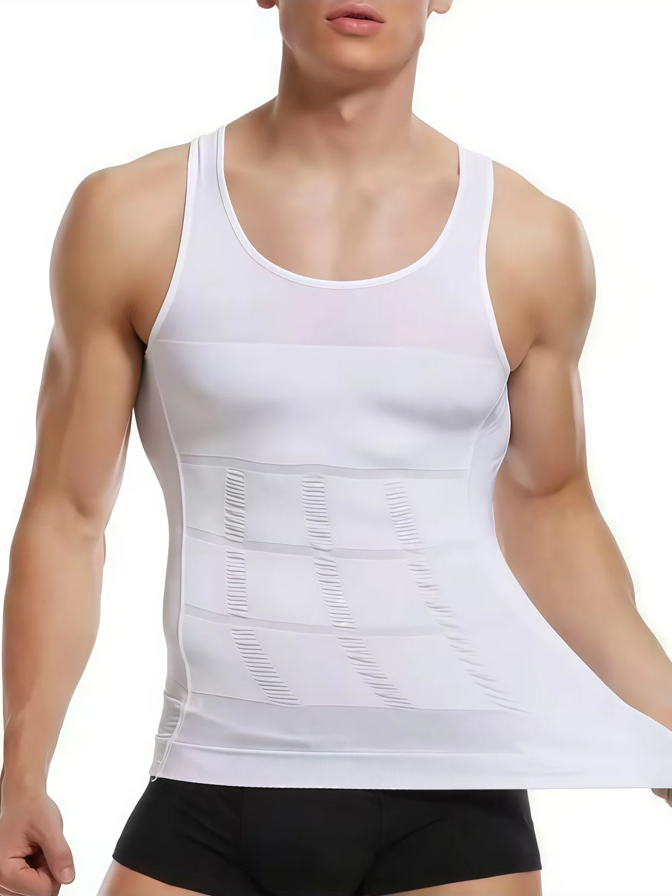Men's Slimming Compression Shirt Body Shaper Vest Tank Top Workout Abs Abdomen Undershirt for Fitness And Sports