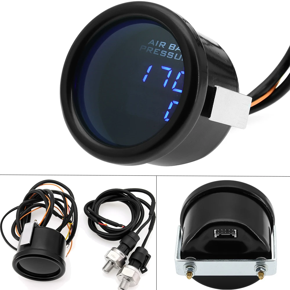 Digital Pressure Gauge Air Suspension 52MM Air Press Blue LED Boost Gauges+ 1/8NPT Sensor Air Ride Suspension