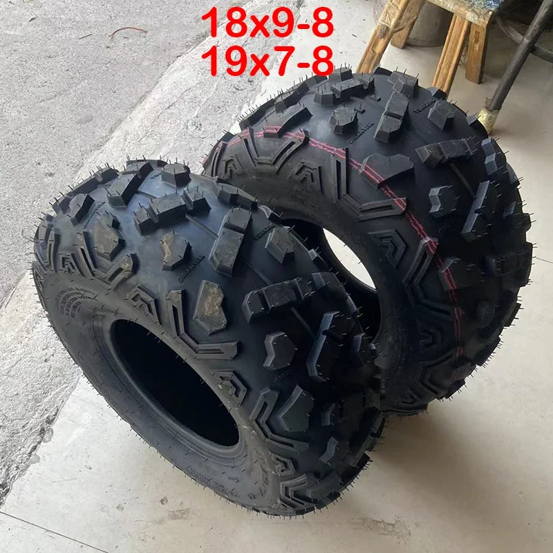 Farstar 19x7-8 & 18x9-8 ATV Tires Set - 8 Inch Thickened Rubber for 50cc-125cc Quad Bike (Front/Rear)