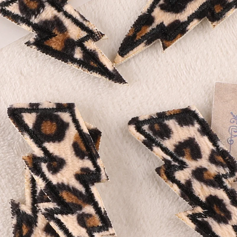 Fashion Leopard Lightning Print Patches for Clothes Iron On Patch DIY Customized Clothing Embroidered Patches