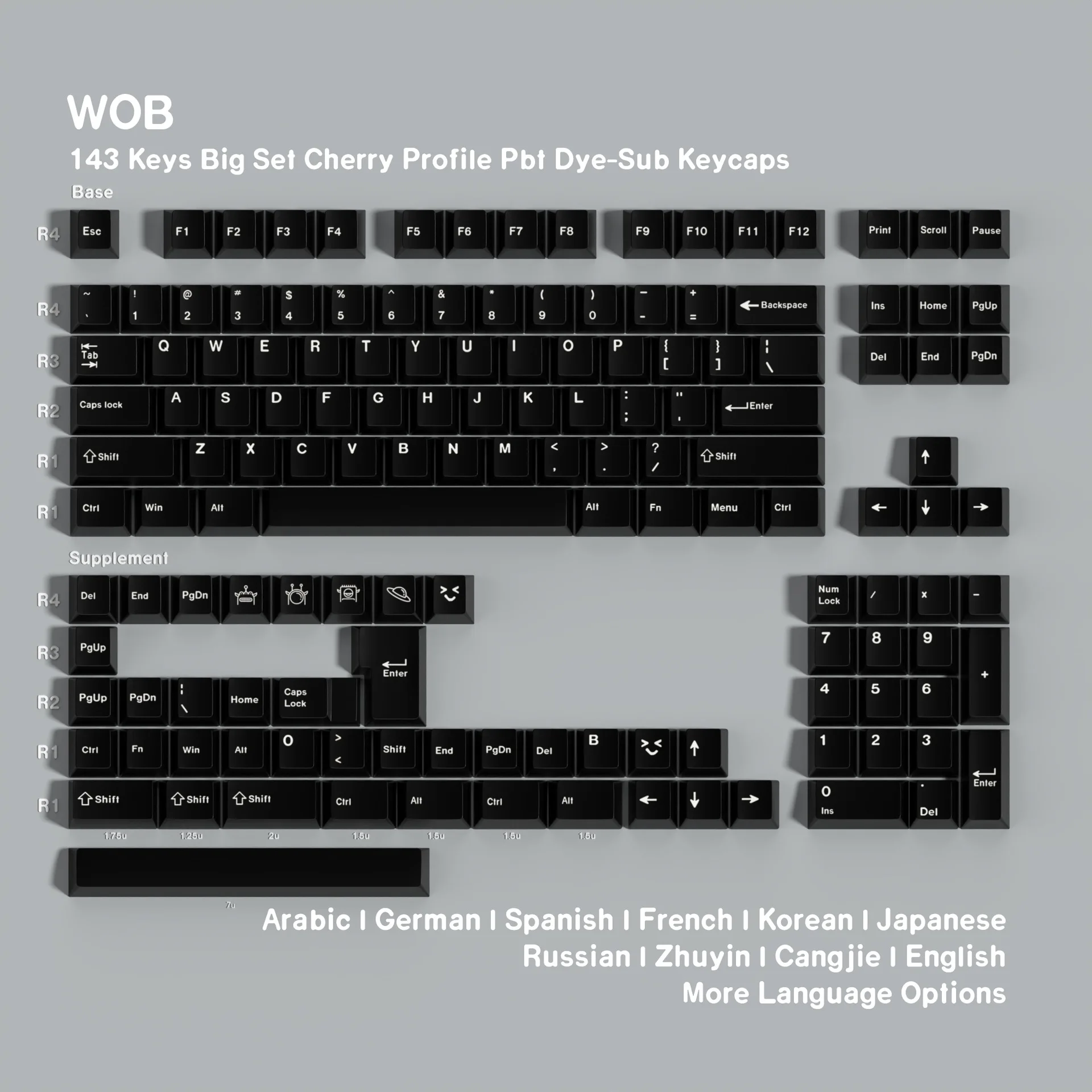 

Оригинальные пятисторонние сублимационные кейкапы WOB из PBT, арабские, корейские, европейские, русские, реплика GMK.