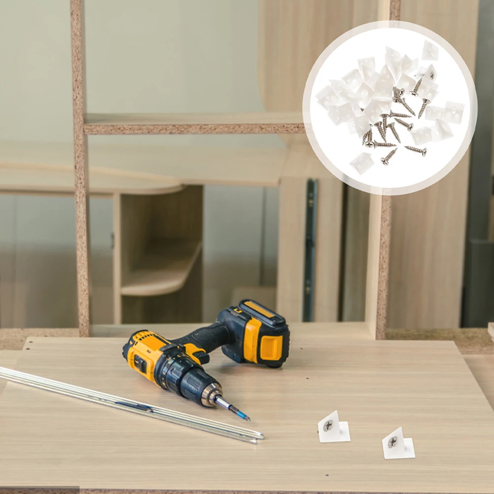 

106 Pcs Layer Support Screws Drawer Bottom Brackets Mending Wedges Furniture Clothing Braces Plastic