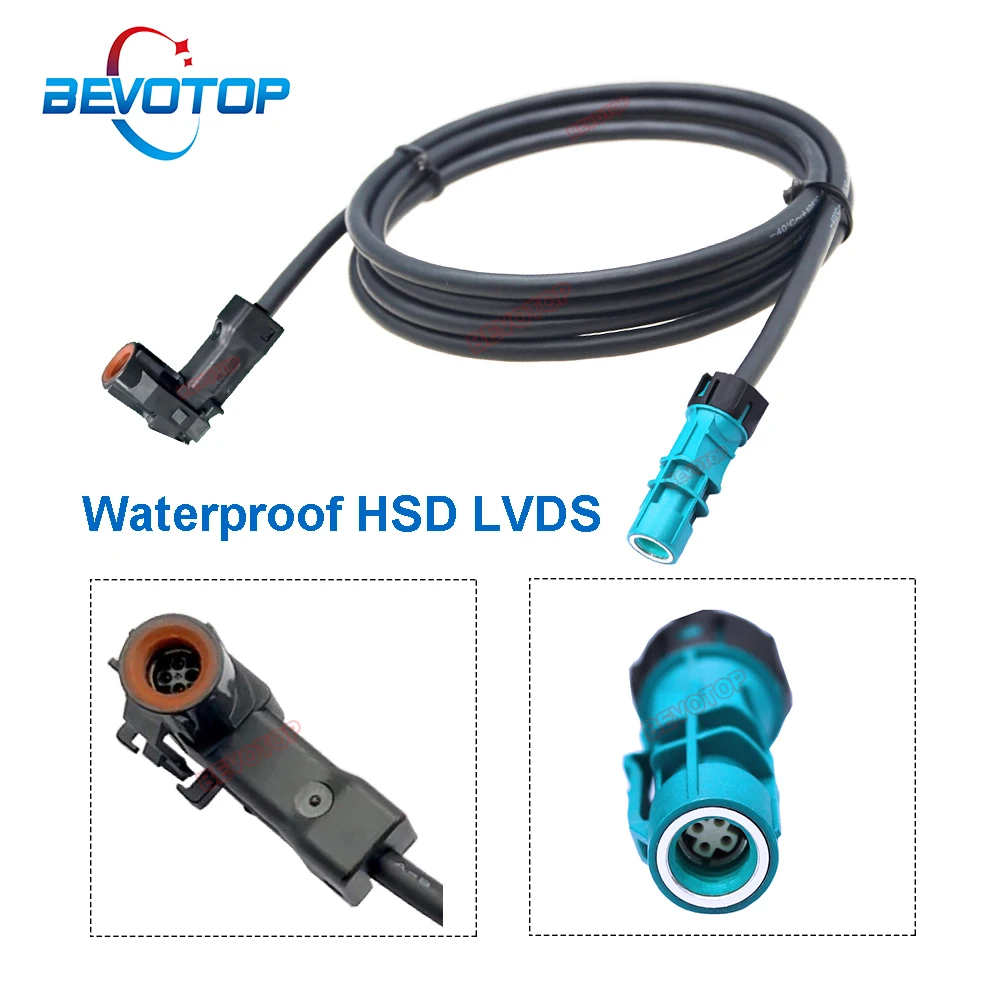 1PCS Waterproof HSD LVDS Video Line Water Blue Z Female to Black A Female Right Angle 90° Jack 4-Core 535 HSD Cable Wire Harness